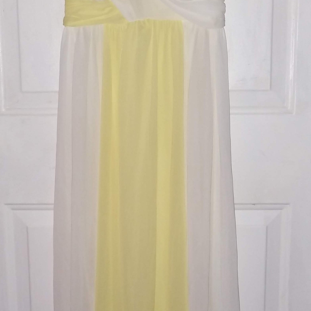 Elegant Yellow and White Maxi Dress